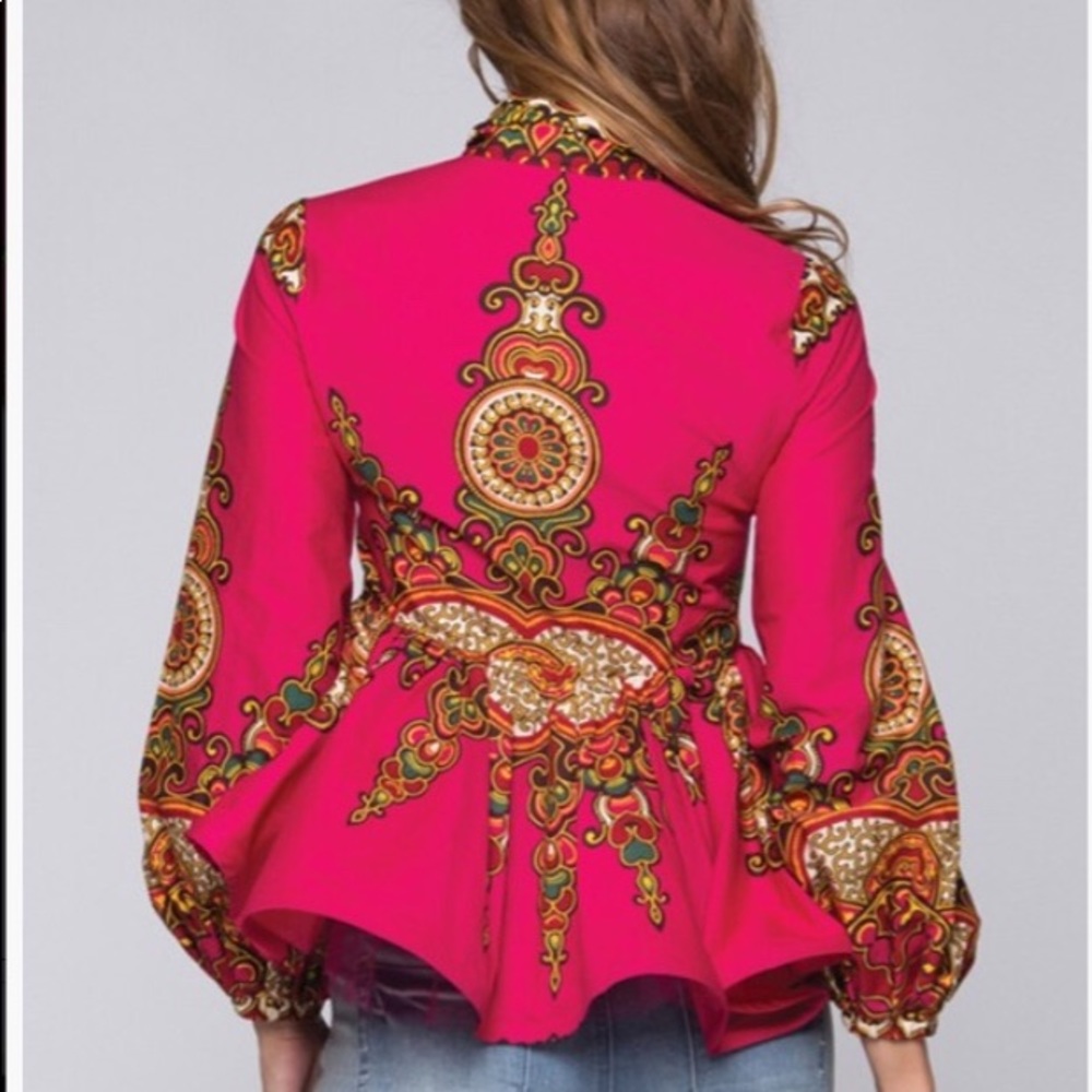 Dashiki Print Blouse - Picture 3 of 8